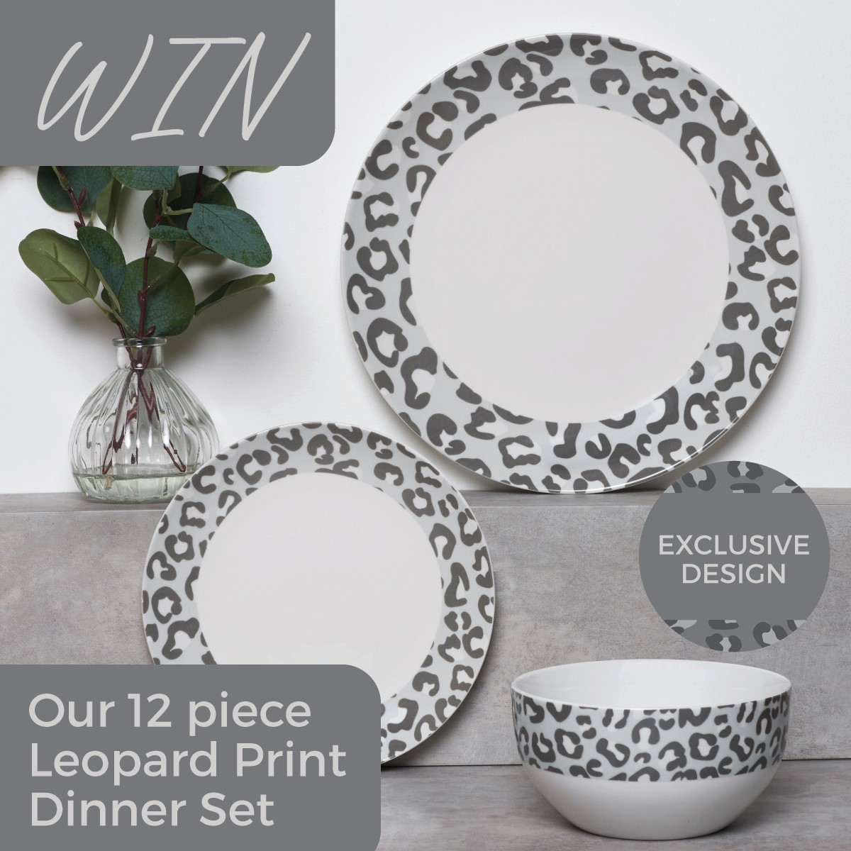 Win a 12 piece Leopard Print Dinner Set