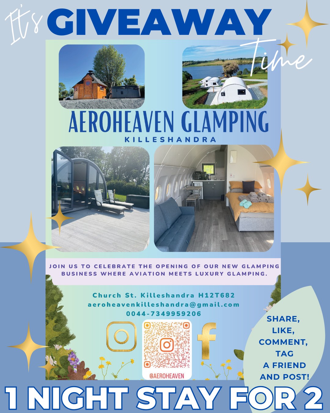 Win a 1 Night stay for 2 at AeroHeaven Glamping