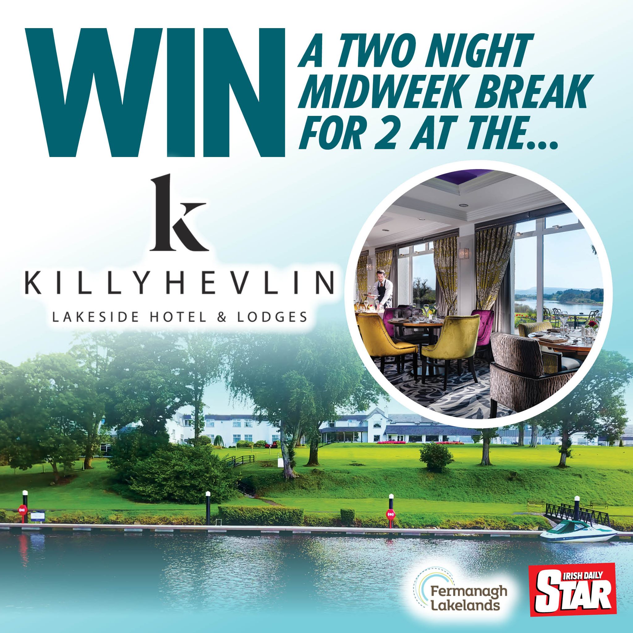 Win a wonderful break to Killyhevlin Lakeside Hotel and Lodges